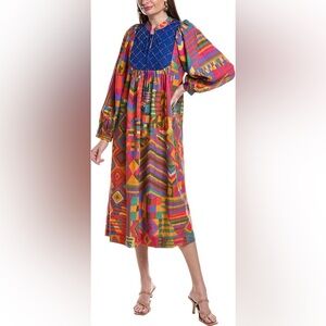 FARM Rio Summer Patches Linen-Blend Tunic Dress